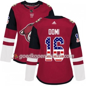 Arizona Coyotes Max Domi 16 Adidas 2017-2018 Rood USA Flag Fashion Authentic Shirt - Dames